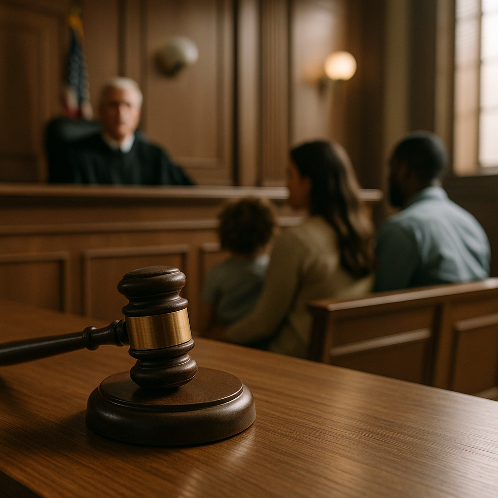 A judge’s gavel, symbolizing legal decisions impacting families