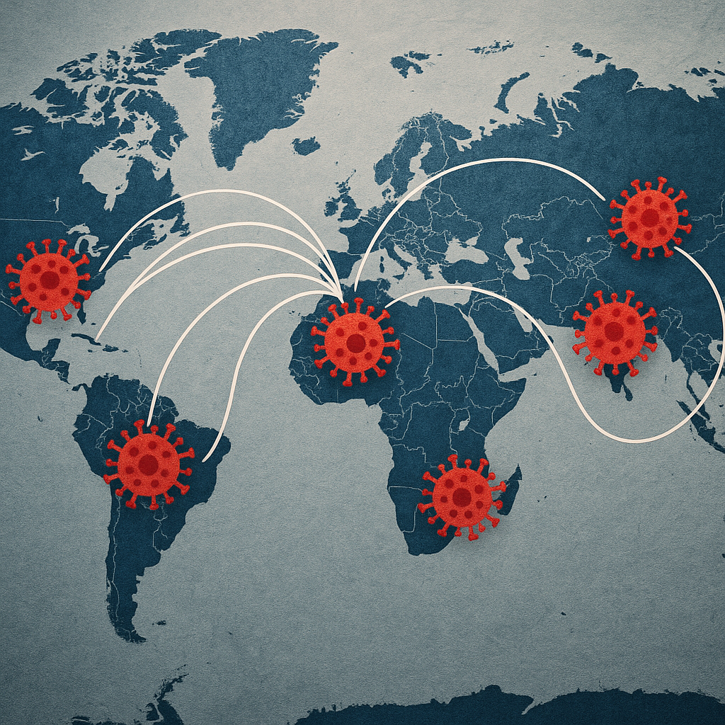 Visual map showing hantavirus case clusters and repatriation routes