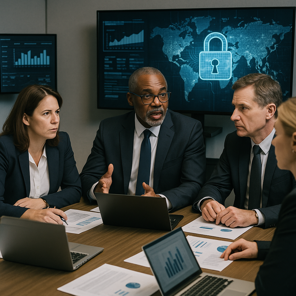 A person reviewing cloud security measures with a laptop and list of security protocols on-screen