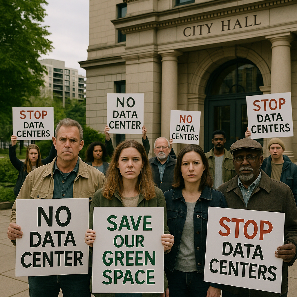 Residents protesting datacenter construction in Monterey Park