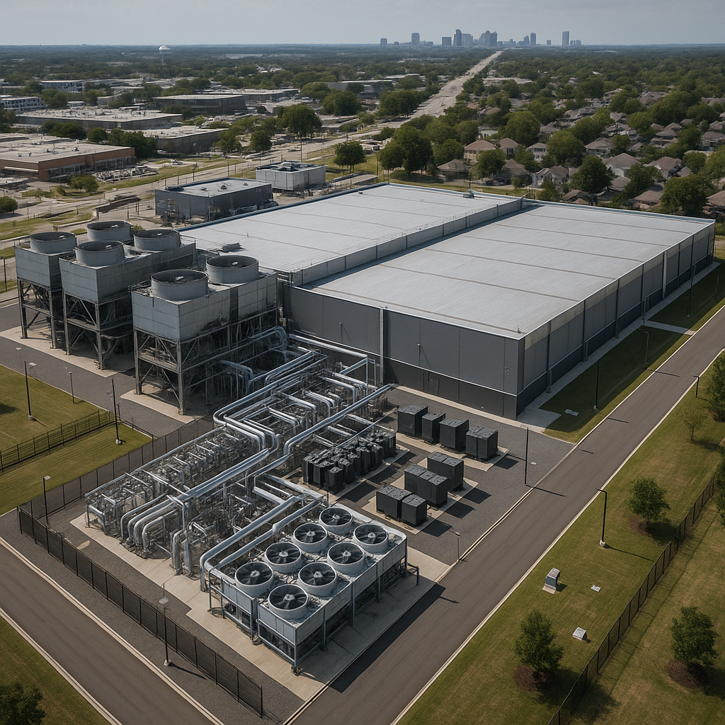 Cooling towers or industrial infrastructure of a datacenter